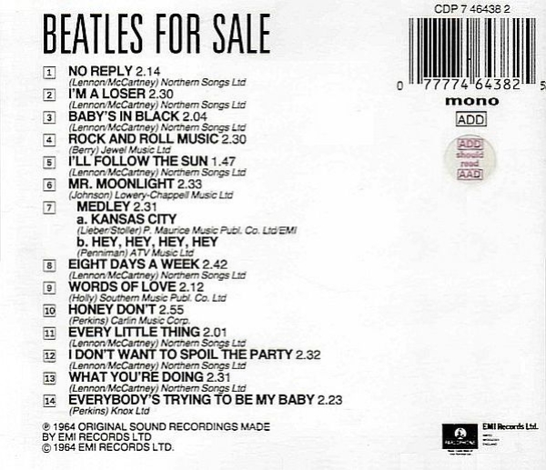 Beatles - Beatles For Sale CD 1964 1987