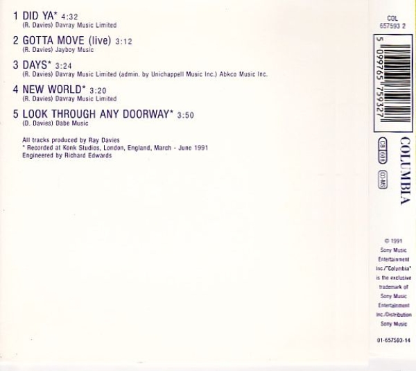 Kinks - Did Ya CD Single 1991