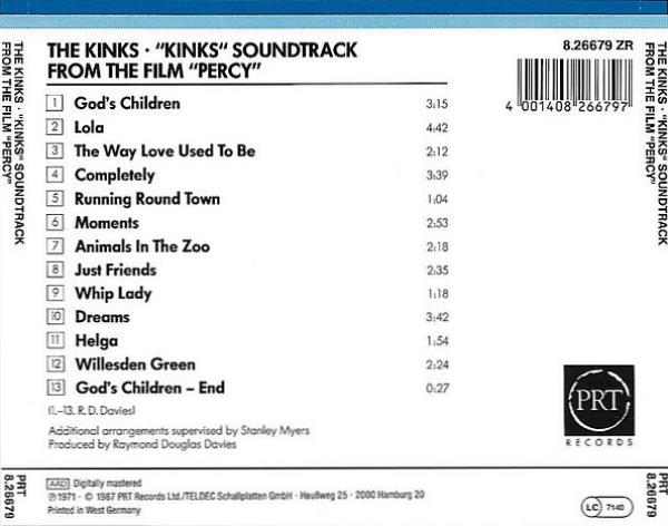 Kinks - ''Kinks'' Soundtrack From The Film ''Percy'' CD 1971 1987