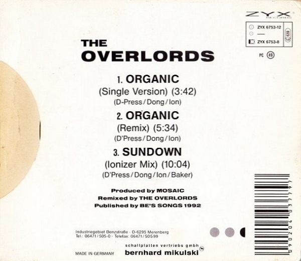 Overlords - Organic + CD Single 1992