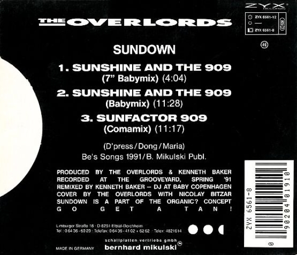 Overlords - Sundown CD Single 1991