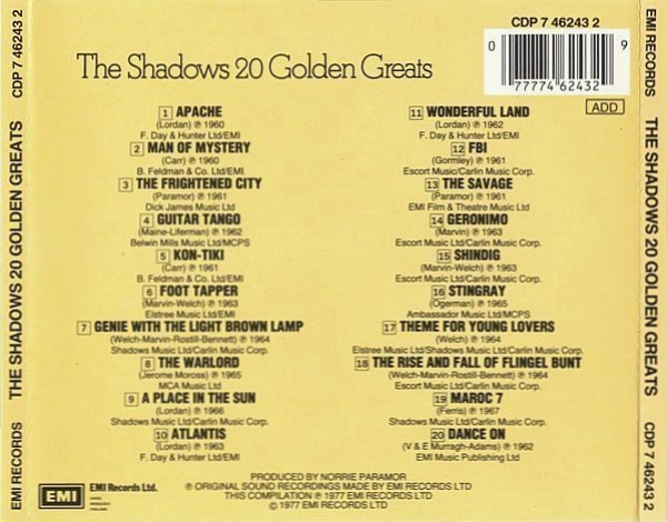 Shadows - 20 Golden Greats CD 1987