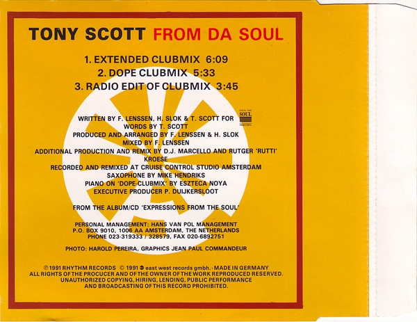 Tony Scott - From Da Soul CD Single 1991