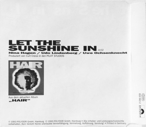 Udo Lindenberg, Nina Hagen, Ron Williams, Uwe Ochsenknecht - Let The Sunshine In PROMO CD Single 1993