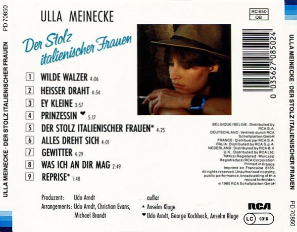 Ulla Meinecke - Der Stolz Italienischer Frauen CD 1985