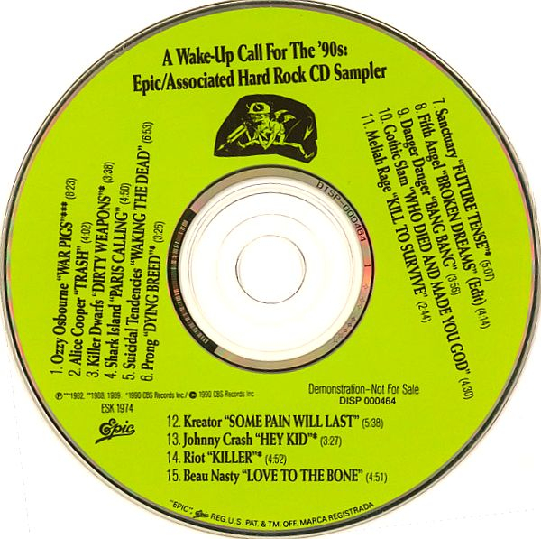 Various Artists - A Wake-Up Call For The '90s: Epic Associated Hard Rock CD Sampler PROMO CD 1990