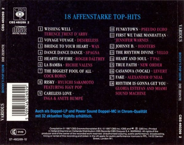 Various Artists - Ronny's Pop Show Die Zehnte (10) CD 1987