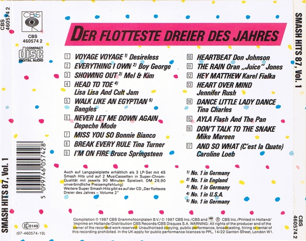 Various Artists - Smash Hits 87 Vol. 1 CD 1987