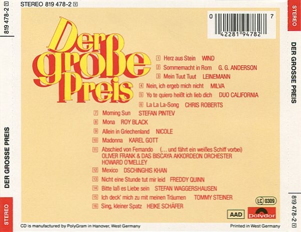 Various Artists - Der Große Preis CD 1985