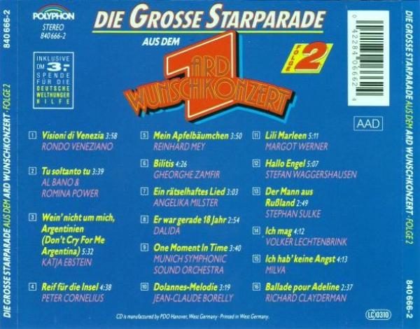 Various Artists - Die Grosse Starparade Aus Dem ARD Wunschkonzert Folge 2 CD 1989