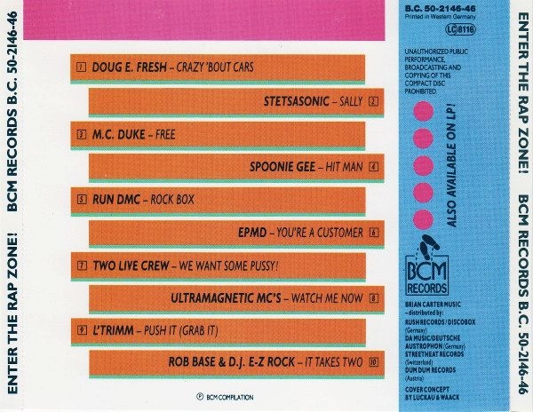 Various Artists - Enter The Rap Zone! CD 1988