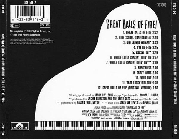 OST - Great Balls Of Fire: Original Motion Picture Soundtrack CD 1989