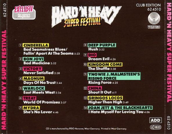 Various Artists - Hard 'n Heavy Super Festival CLUB CD 1989