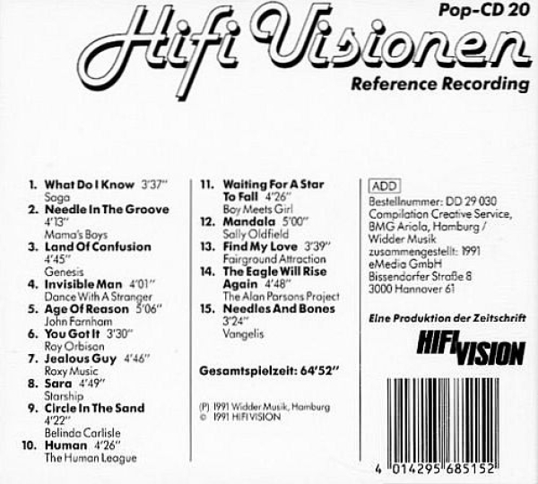 Various Artists - Hifi Visionen Pop-CD 20 (Reference Recording) CD 1991