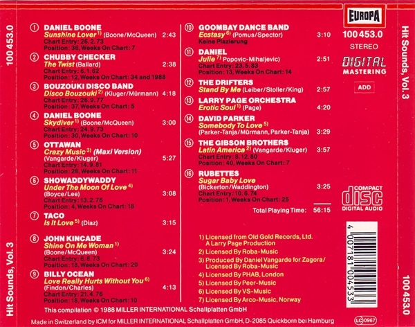 Various Artists - Hit Sounds Vol. 3 CD 1988