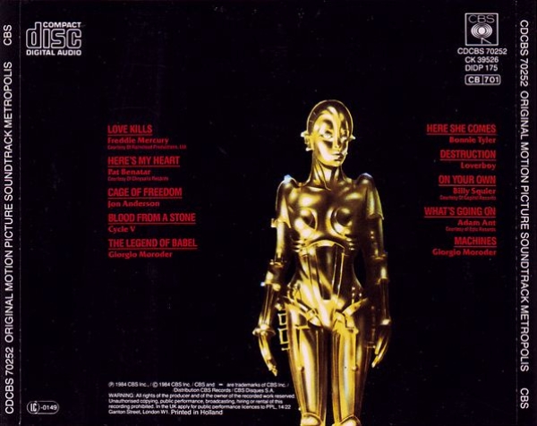 OST - Metropolis: Original Motion Picture Soundtrack CD 1984 1988