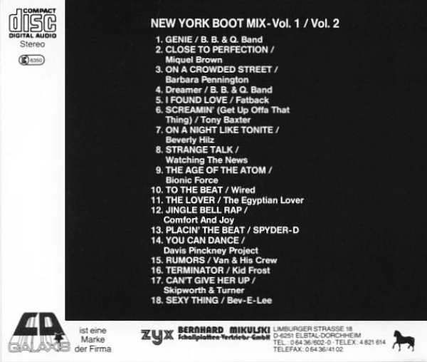 Various Artists - New York Boot Mix Vol. 1 & 2 CD 1987