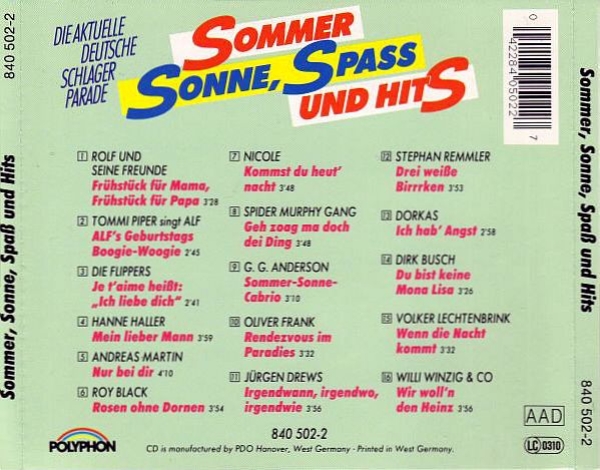Various Artists - Sommer, Sonne, Spaß Und Hits CD 1989
