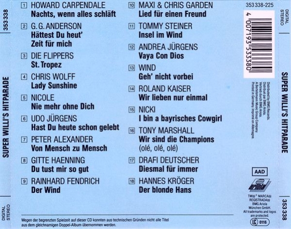 Various Artists - Super Willi's Hitparade CD 1988