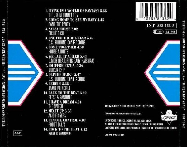 Various Artists - The House Sound Of London Vol. IV (4): ''The Jackin' Zone'' CD 1988