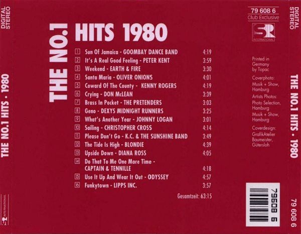 Various Artists - The No.1 Hits: 1980 CLUB CD 1992