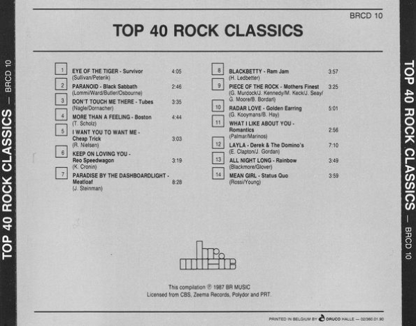 Various Artists - Top 40 Rock Classics CD 1987