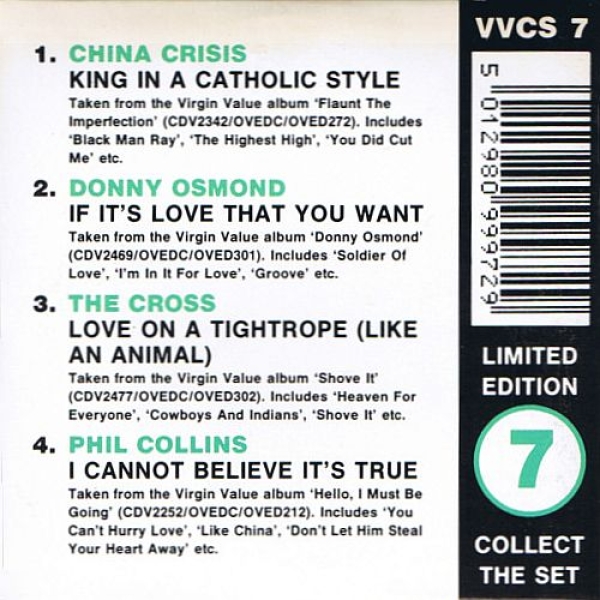 Various Artists - Virgin Value 7 LIMITED EDITION 3 INCH CD Single 1990