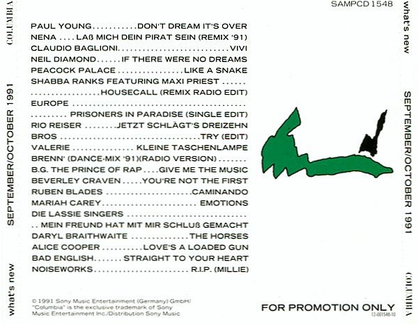 Various Artists - What's New: September October 1991 PROMO CD 1991