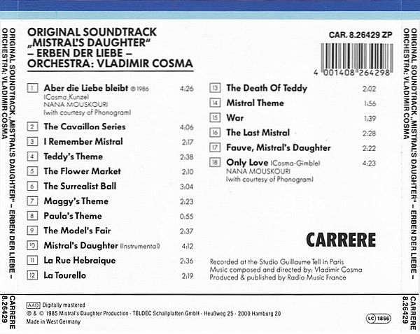 OST - Mistral's Daughter (Erben Der Liebe): Original Soundtrack Aus Der ZDF-Serie CD 1985