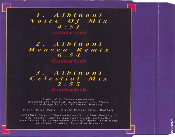 Voice Of Afrika - Albinoni (Remix) CD Single 1992
