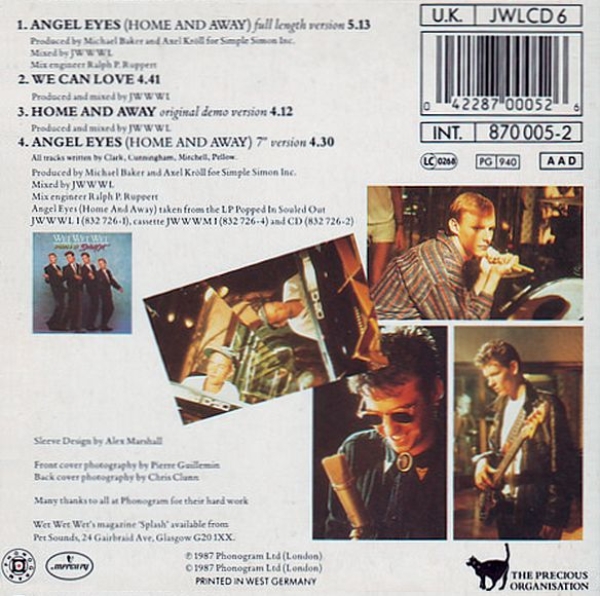 Wet Wet Wet - Angel Eyes (Home And Away) CD Single 1987