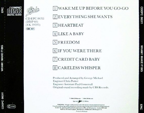 Wham! - Make It Big CD 1984
