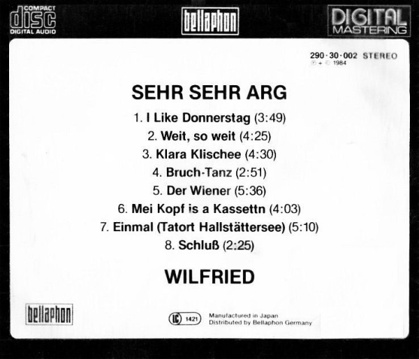 Wilfried - Sehr Sehr Arg BLUE FACE CD 1984