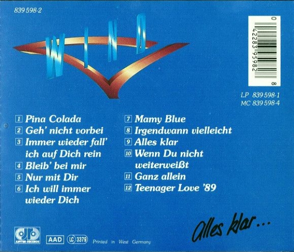 Wind - Alles Klar AUTOGRAPHED CD 1989