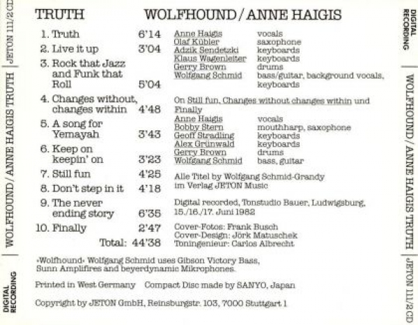 Wolfhound & Anne Haigis - Truth CD 1982 1983