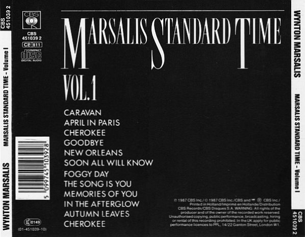 Wynton Marsalis - Marsalis Standard Time Vol. 1 CD 1987